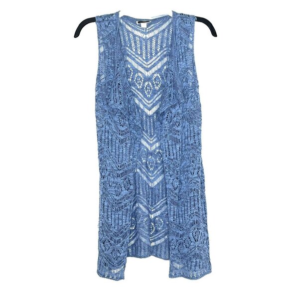 Women's Open Knit Long Cardigan Size XS Linen Blend Boho Festival Coachella - Picture 1 of 5